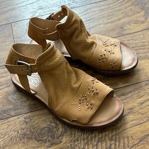 Miz Mooz Brown Sandals with Studded Design